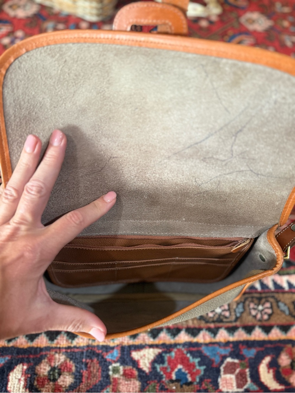 Dooney & Bourke Greige and Tan Leather Crossbody Bag - Picture 3 of 4